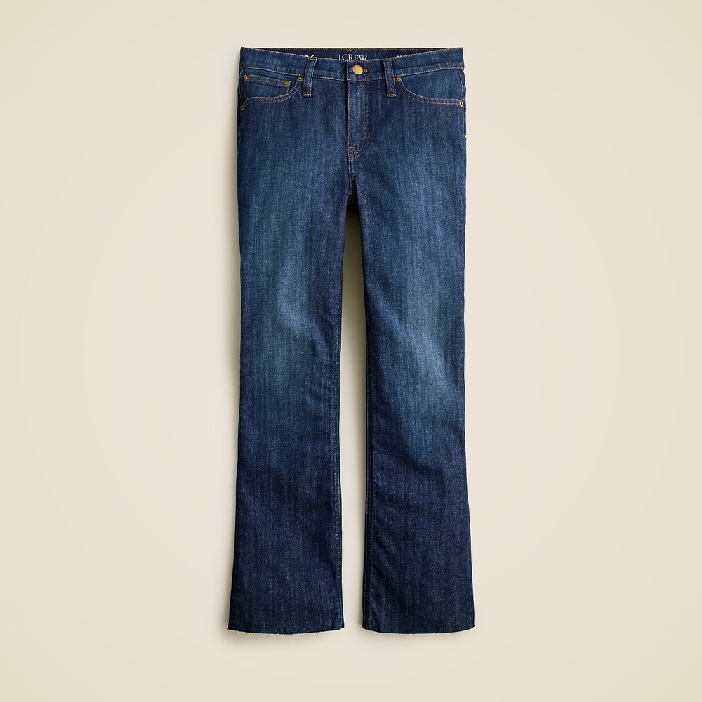 J. Crew 9" demi-boot crop Kicky Hem jean in Dark Worn Wash Blue Size 27‎